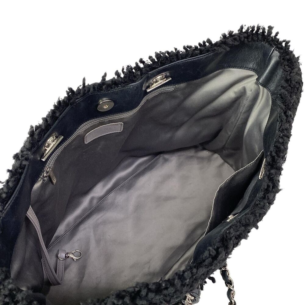 Chanel Patent Toilette Chain Tote Tote Bag Black Clear Vinyl Funny Tweed - Picture 7 of 15